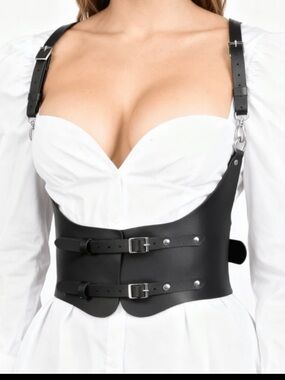 Buckle Waist Corset Harness - Black New